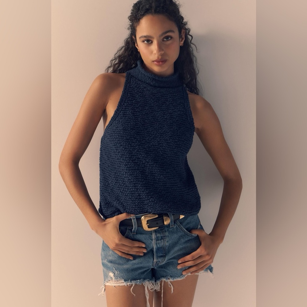 NWT Anthropologie Pilcro Rolled Mock-Neck Sweater Tank Size XS